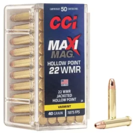 cartouches CCI 22 WMR MAXI-MAG JHP 40 Grains CUIVREE