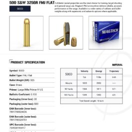 BOITE DE 20 CARTOUCHES MAGTECH 500 SW MAG 325GR FMJ 500D