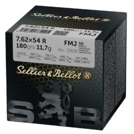 CARTOUCHES S&B 7,62×54 R  FMJ 11,7g./180 GRS boite de 50