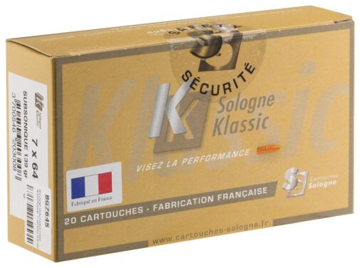 MUNITIONS SOLOGNE CAL.7x64 SUBSONIQUES T MANTEL  9.01G 139GR – Image 6