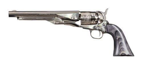 Revolver à Poudre Noire Pietta 1860 Army Nickelé Gravé "CASN44/LBG" cal.44