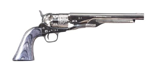 Revolver à Poudre Noire Pietta 1860 Army Nickelé Gravé "CASN44/LBG" cal.44 – Image 3