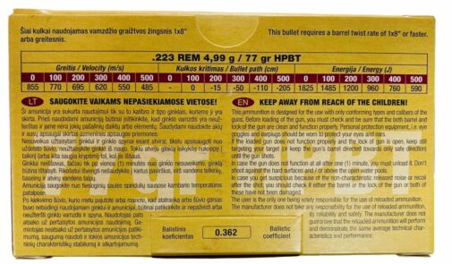 GGG cal.223 Rem SIERRA HPBT Matchking 77gr – Image 3