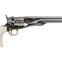 Revolver à Poudre Noire Pietta 1860 Army Acier poli Blanc Old Silver Ivoirine Gravé “CASOSIG44” cal.44