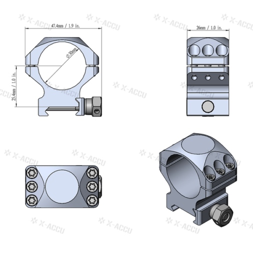 COLLIER VECTOR OPTICS 30MM X ACCU PICATINNY BAS – Image 7