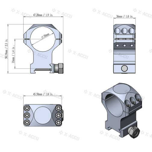COLLIER VECTOR OPTICS 30MM X ACCU PICATINNY MEDIUM – Image 8