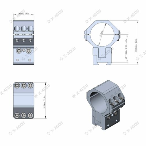 COLLIER VECTOR OPTICS AJSUTABLE 30MM X ACCU RAIL11MM HAUT – Image 13