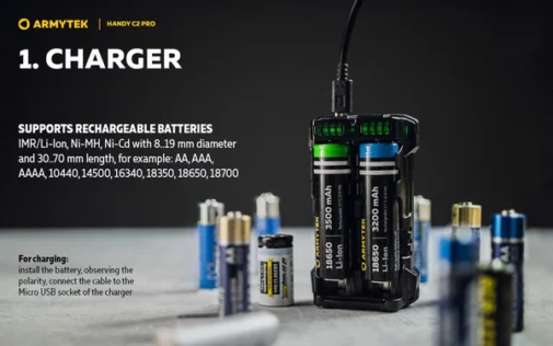 Armytek, Chargeur Handy C2 Pro – Powerbank – Batteries Li-ion, IMR et Ni-Mh – Image 4