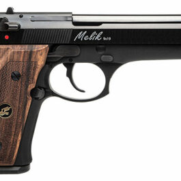 Pistolet DERYA Melik C101 graphite black et plaquettes bois calibre 9x19mm canon 124 mm