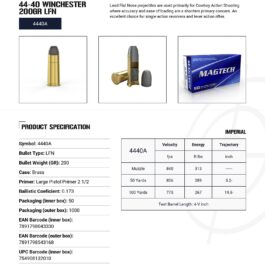 CARTOUCHES MAGTECH 44-40 WIN 200GR LFN
