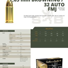 CARTOUCHES SELLIER BELLOT cal.7,65 mm (.32 Auto) FMJ