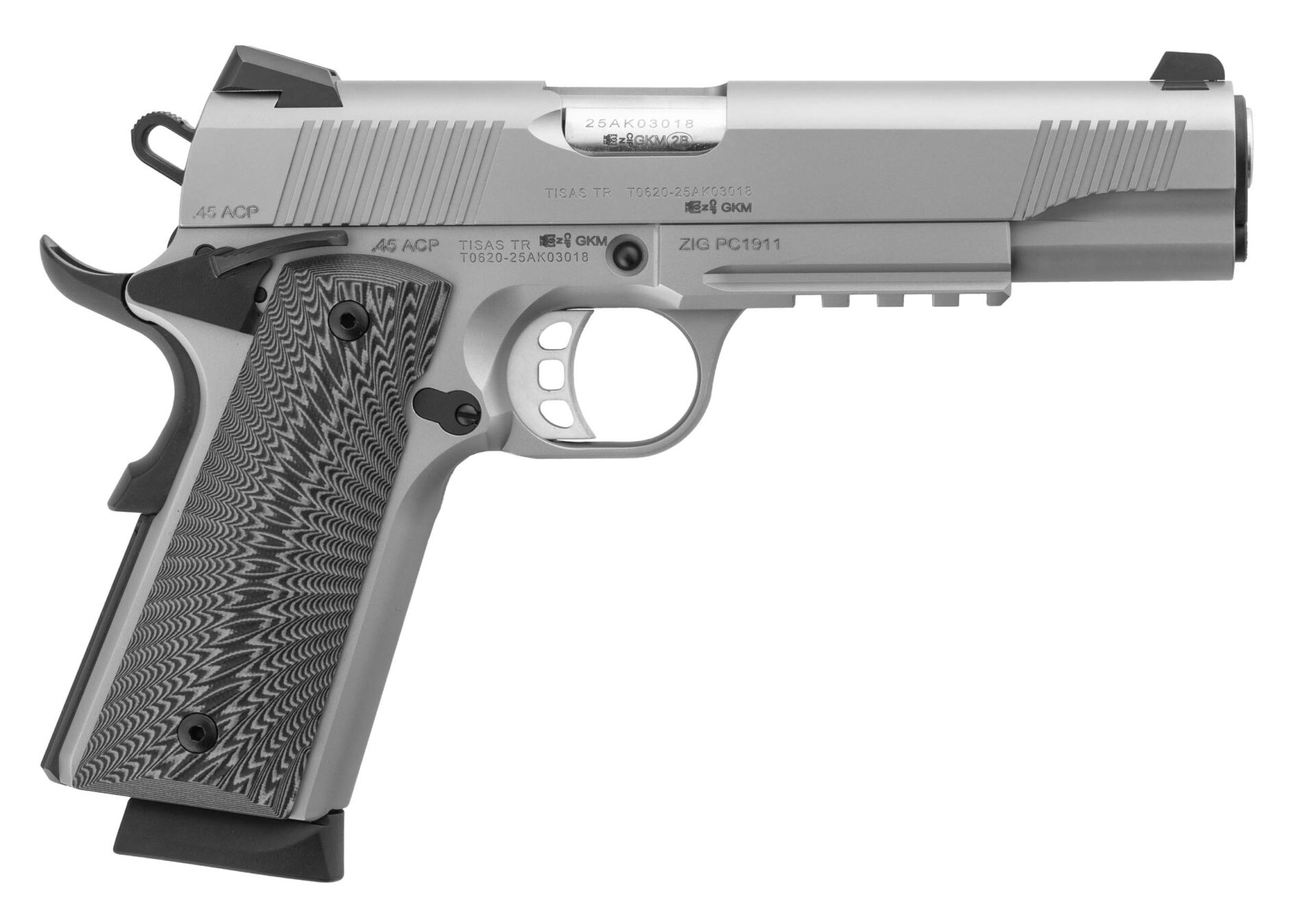 Pistolet TISAS ZIG PC 1911 Inox CAL 45 ACP