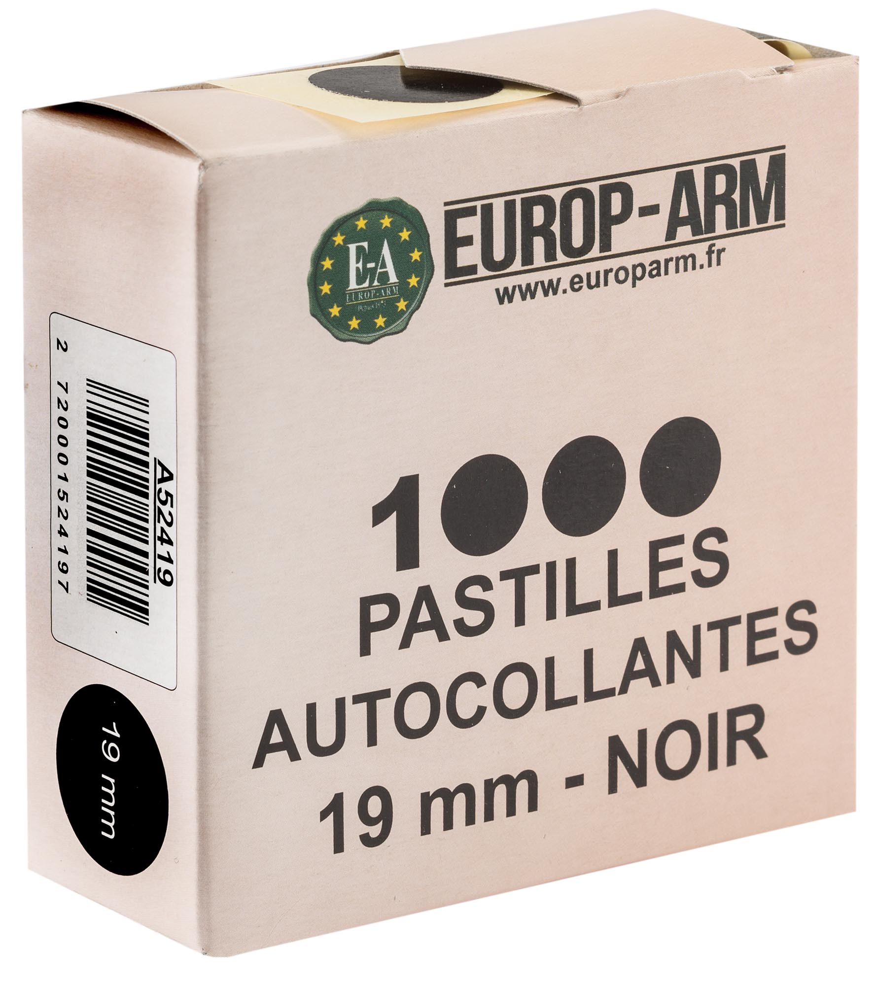 Pastilles autocollantes noires diam. 19 mm