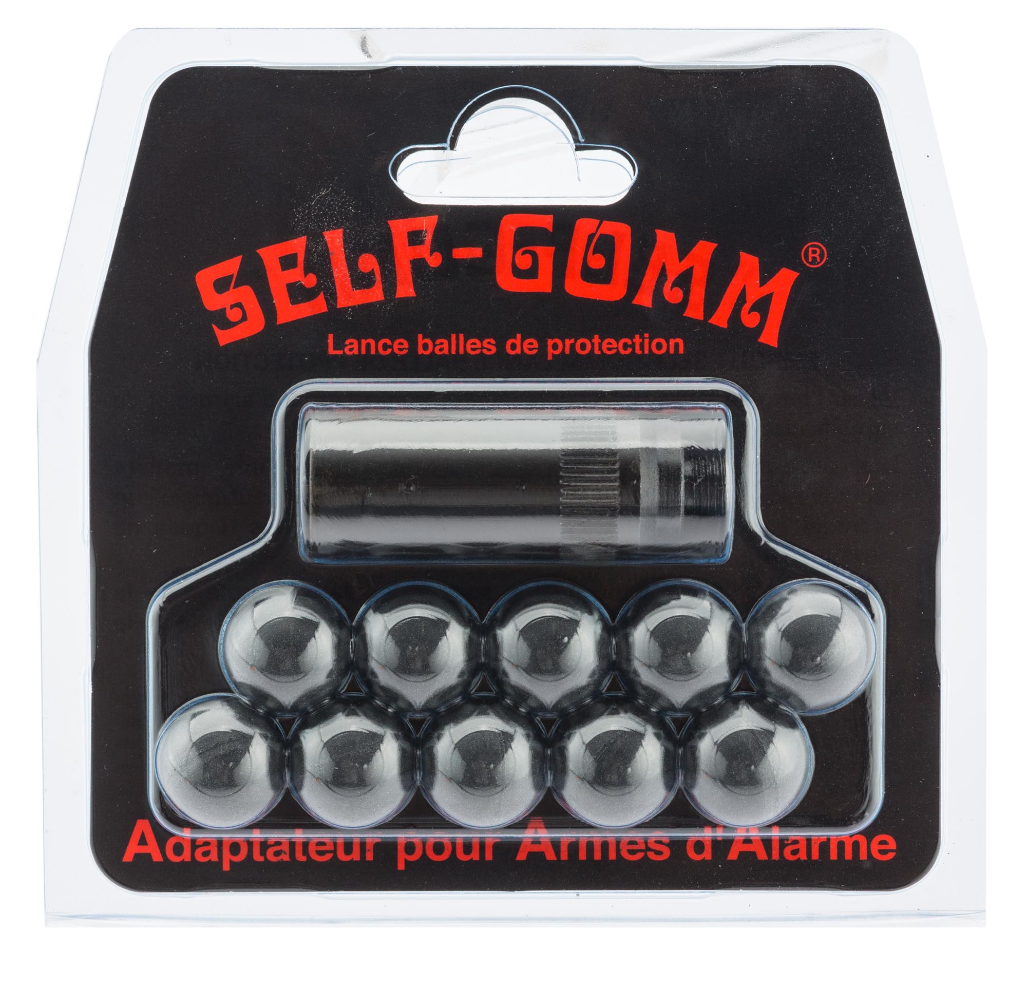 SAPL Adaptateur pour armes d'alarme + 10 projectiles Self Gomm calibre 18 mm