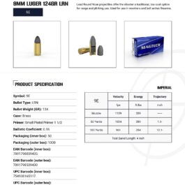 MAGTECH CARTOUCHES MAGTECH 9MM LUGER 124GR LRN 9E*+