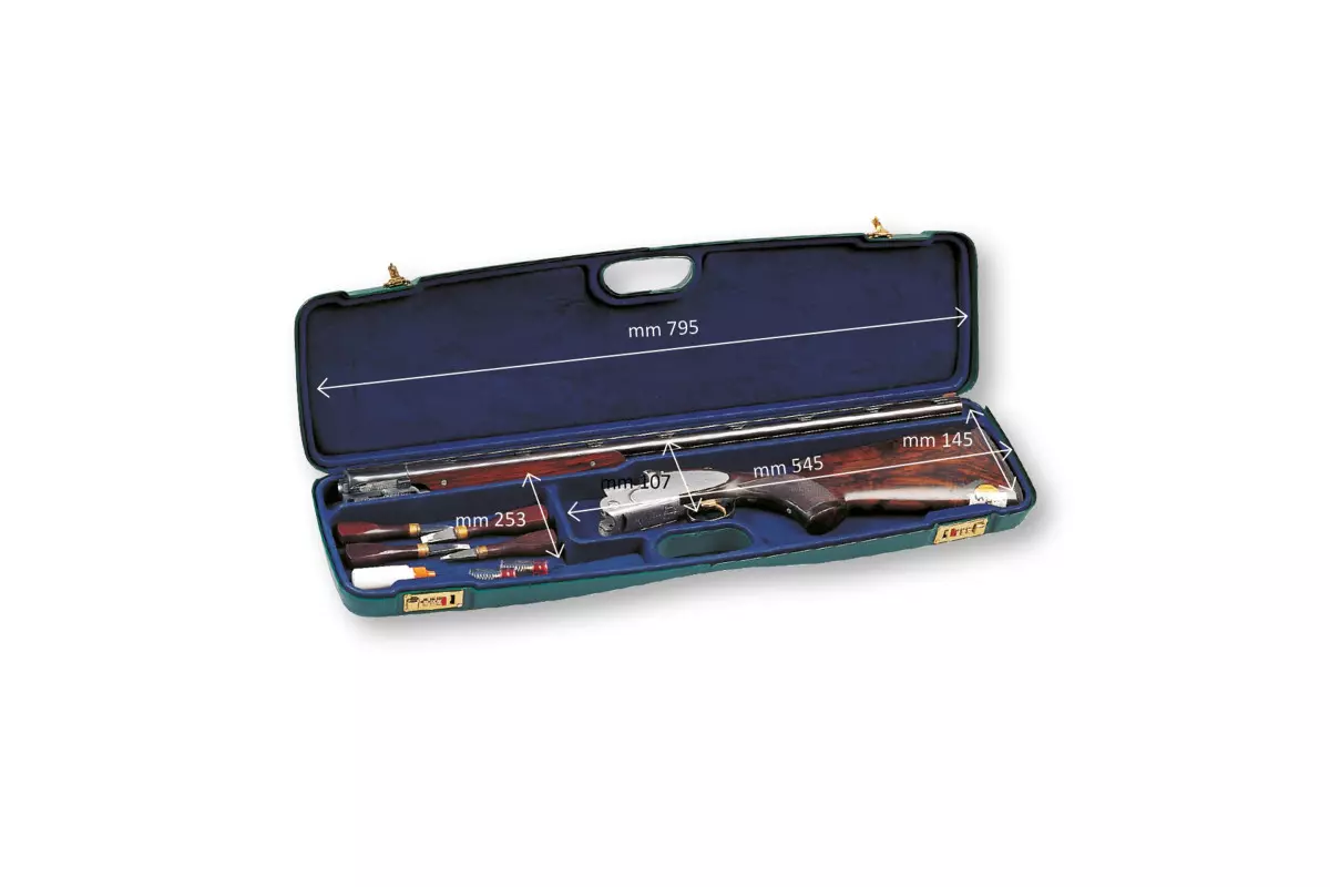 Mallette NEGRINI compartimentée bio design avec intérieur velours et fermeture 2 verrous à code pour fusil superposé – Image 2