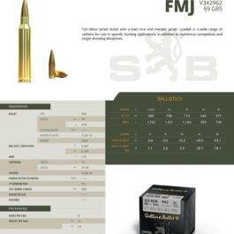 SELLIER & BELLOT CARTOUCHES SB 223 REM FMJ VRAC x100 69GR 4.5g V342962*+