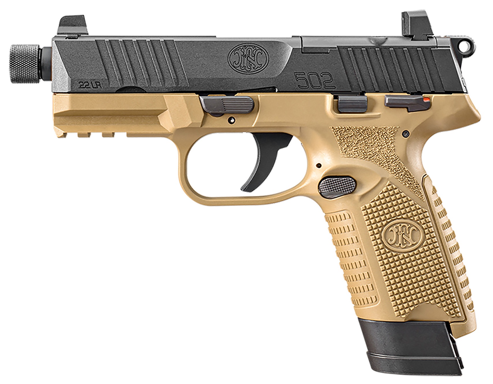 Pistolet FN Herstal 502 tactical noir FDE Bi-tone cal 22lr