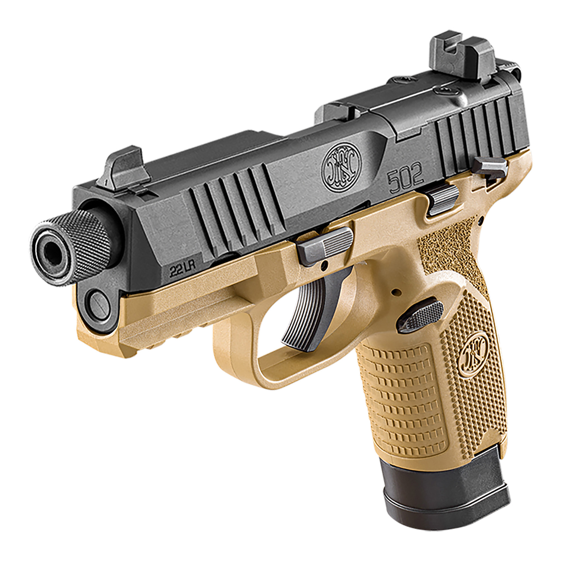 Pistolet FN Herstal 502 tactical noir FDE Bi-tone cal 22lr – Image 2