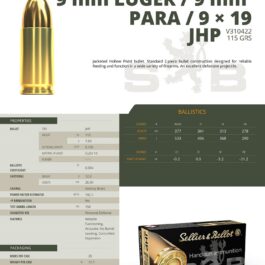SELLIER & BELLOT CARTOUCHES SB 9X19 JHP 7.5*