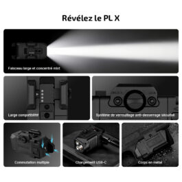 Olight PL X | Lampe Tactique Rechargeable USB-C 1200 Lumens à Double Faisceau