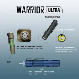 Olight Warrior Ultra | Lampe Tactique Rechargeable Professionnelle 2500 Lumens