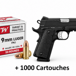 Pack PISTOLET TISAS ZIG PCS 1911 NOIR 4,25” + 1000 munitions Winchester cal. 9×19 mm