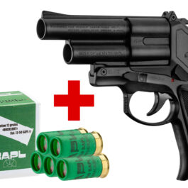 SAPL – Pack Pistolet Gomm-Cogne SAPL GC54 bronzé + 1 boîte de 5 cartouches 12/50 SAPL chevrotine